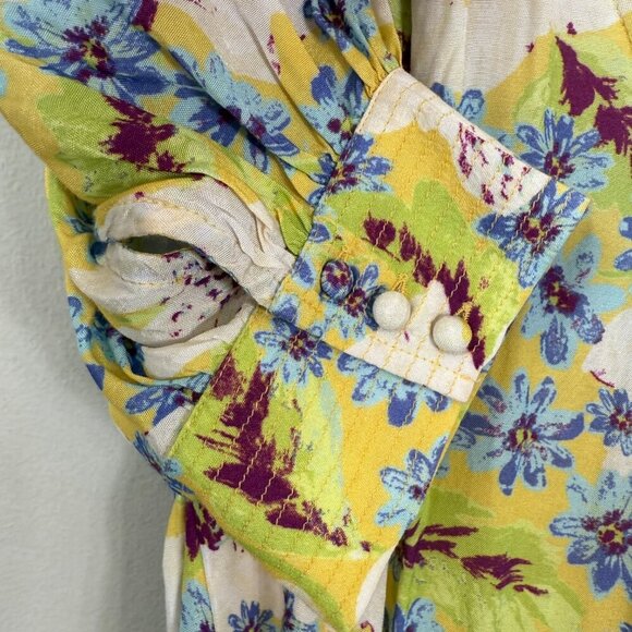 NWT Free People Sugar Crush Mini Dress Women's Medium Lemon Combo Floral Flowy - Picture 10 of 16